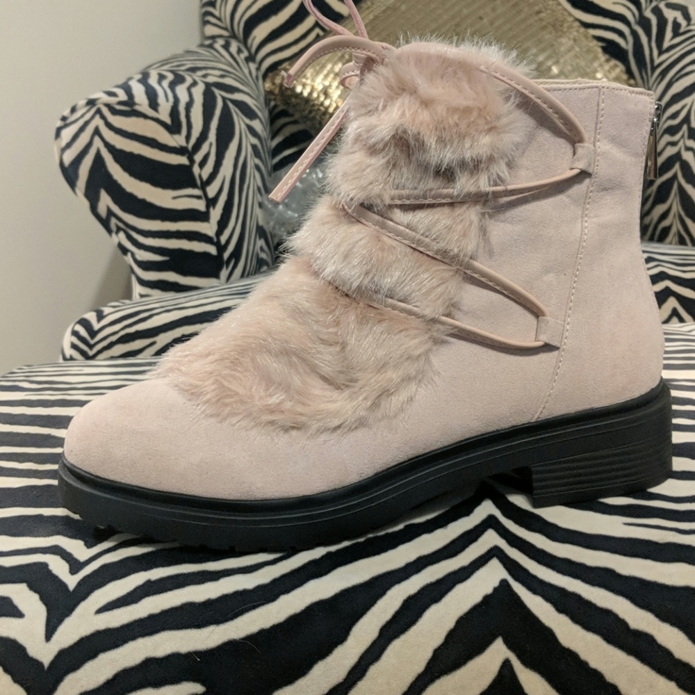 Faux fur ankle boots